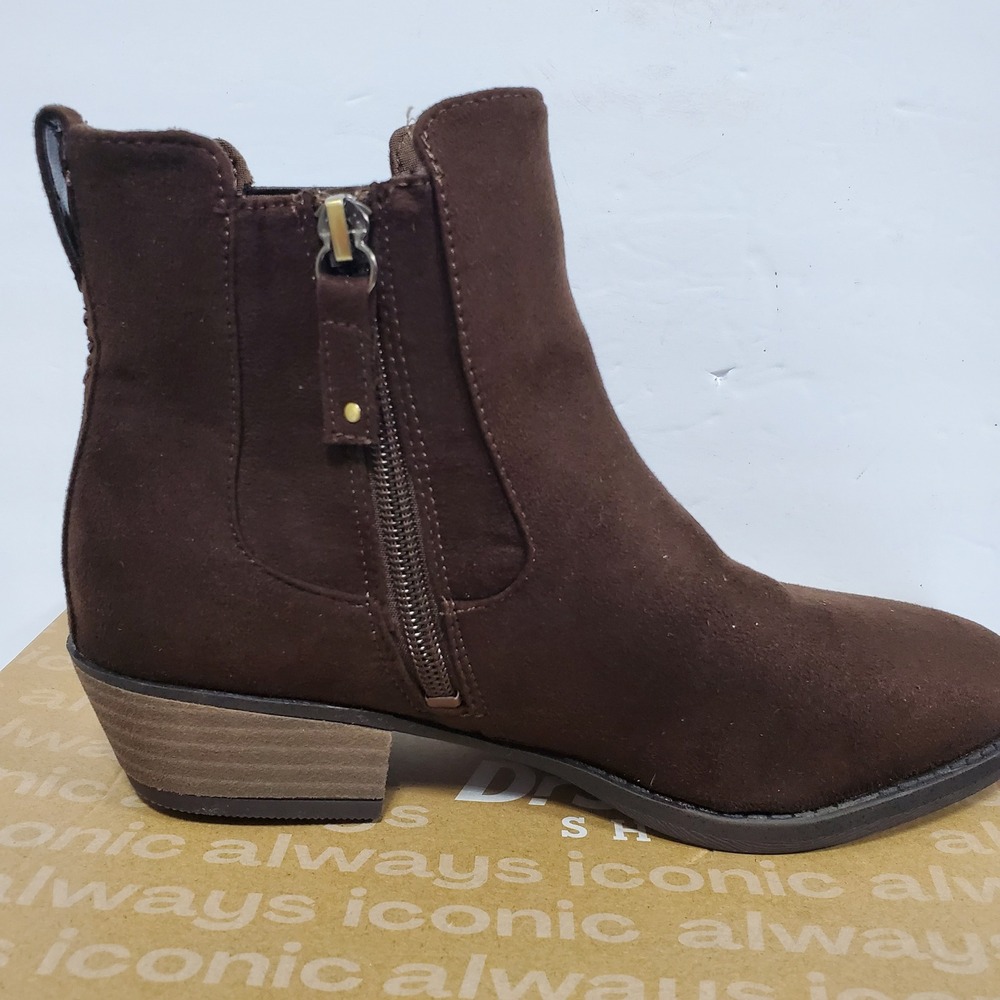 Dr. Scholls Mara Bootie Womens 6.5 Brown New Ankle Chelsea Microfiber Zipper
